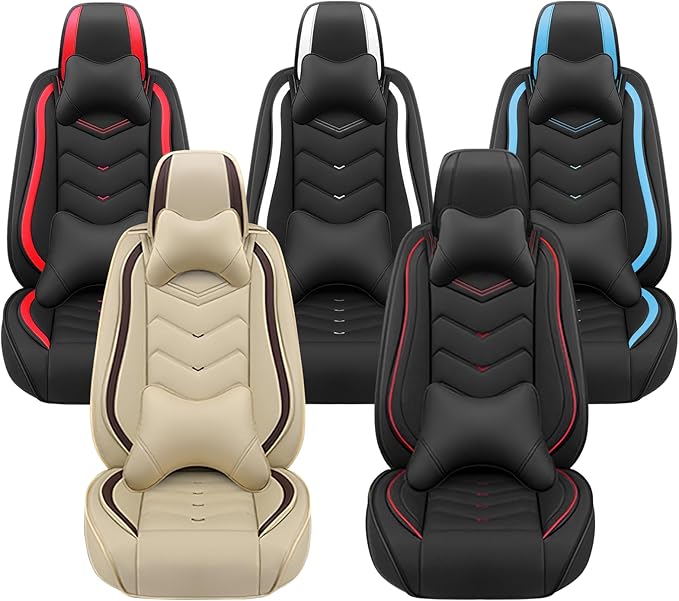 Car Seat Covers for Ford Expedition 2000-2026, Premium Nappa Leather Car Seat Cover, Stylish Sport Seat Covers， Automobile Seat Cover Sets.(Luxury 2 Seats/Black Blue)