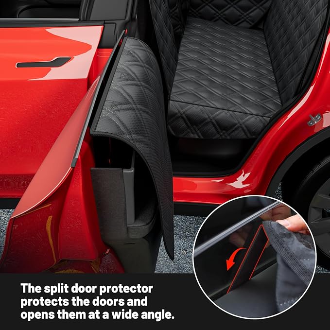 Dog Car Seat Cover For Back Seat Compatible With Tesla Model Y/3 - Pet Travel Hammock For Suv - Pets Backseat Covers For Car Seats -Waterproof Cars Seat Extender Protector Dogs with Headrest Protector