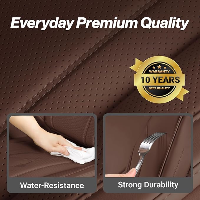 Coverland Custom Fit Car Seat Covers for Car Compatible with [2014-2022 Acura RLX] Premium Leather Non-Slip Memory Foam Waterproof Interior Seat Protector [Full Set Dark Brown- Size Chart X71]