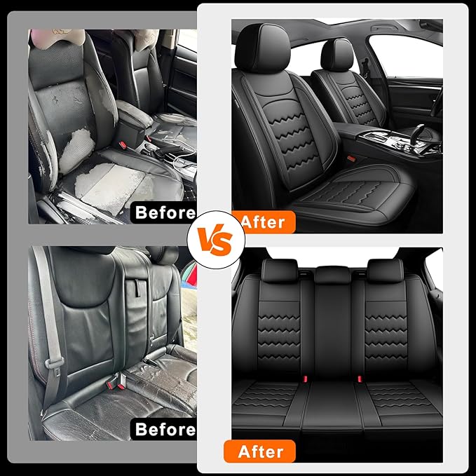 CX-30 Car Seat Covers Custom Fit for Mazda CX-30 2020-2026, Full Coverage Premium Leather Waterproof Breathable Seat Covers, Automotive Seat Protectors, Airbag Compatible(2 Front Seats, Black)