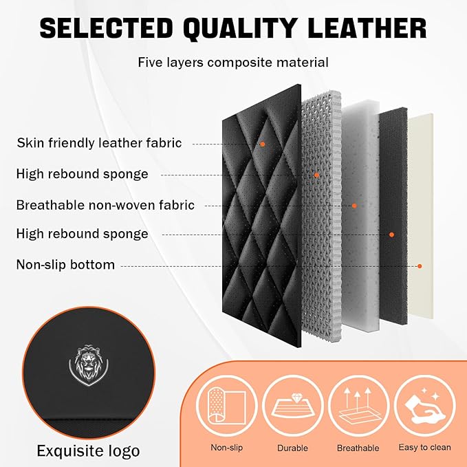 Car Seat Covers Compatible with Toyota Camry 2012-2026 Durable Waterproof Automotive Seat Covers Stretchable, Airbag Compatibility, Premium Nappa Leather(Black Gray, 2 Pcs Front with Pillow)