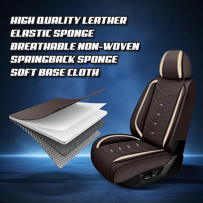 Car Seat Covers for Mitsubishi Outlander 2003-2025, Premium Nappa Leather Car Seat Cover, Stylish Sport Seat Covers， Automobile Seat Cover Sets.(Luxury 2 Seats/Coffee Color)