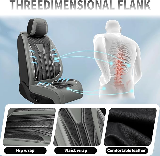 Fit CRV Car Seat Covers Premium Leather for Honda CRV cr-v 2011-2025 2026. Waterproof， Breathable, Scratch-Resistant & All-Weather Seat Cushion Protector (Full Set,Gray&Black)