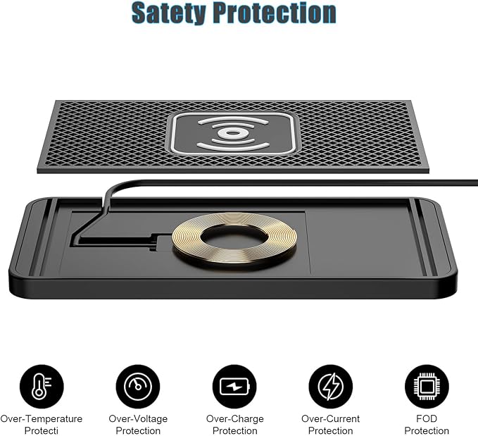 Wireless Charging Pad for Car for Lexus GX460 GX470 LC500, 15W Fast Wireless Charger Mat Non-Slip Silicone Car Center Console Phone Charging Pad,B/15W-USB