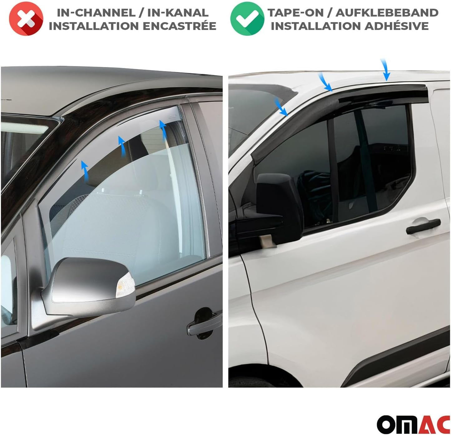 OMAC Window Visor Vent Rain Guard Deflector for Honda Civic 2006-2011 Sedan Smoke 4 Pcs