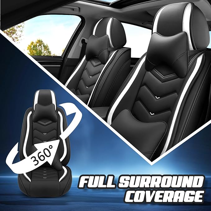 Car Seat Covers for Mercedes-Benz S-Class 2005-2026, Premium Nappa Leather Car Seat Cover, Stylish Sport Seat Covers， Automobile Seat Cover Sets.(Luxury 2 Seats/Black White)