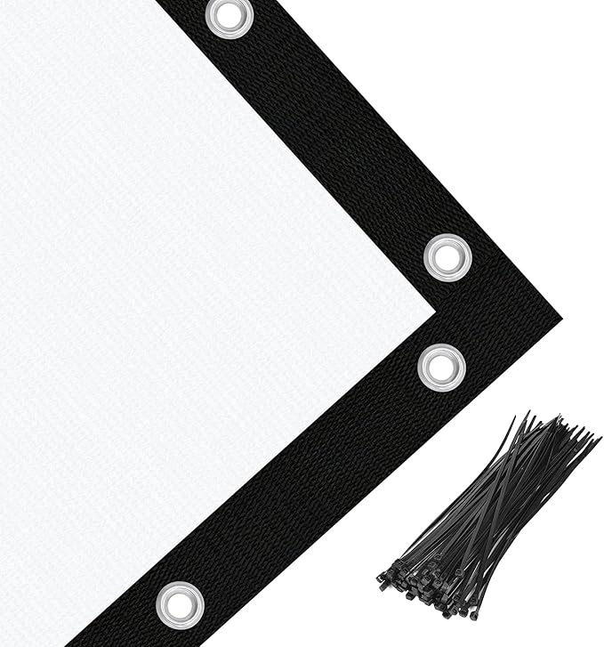 Amagenix 90% Pergola Shade Cover 7' X 24' Sun Shade Cloth with Grommets for Outdoor Garden Patio Porch, Commercial Grade 200 GSM - Cable Zip Ties Included (We Customized) GN108, White