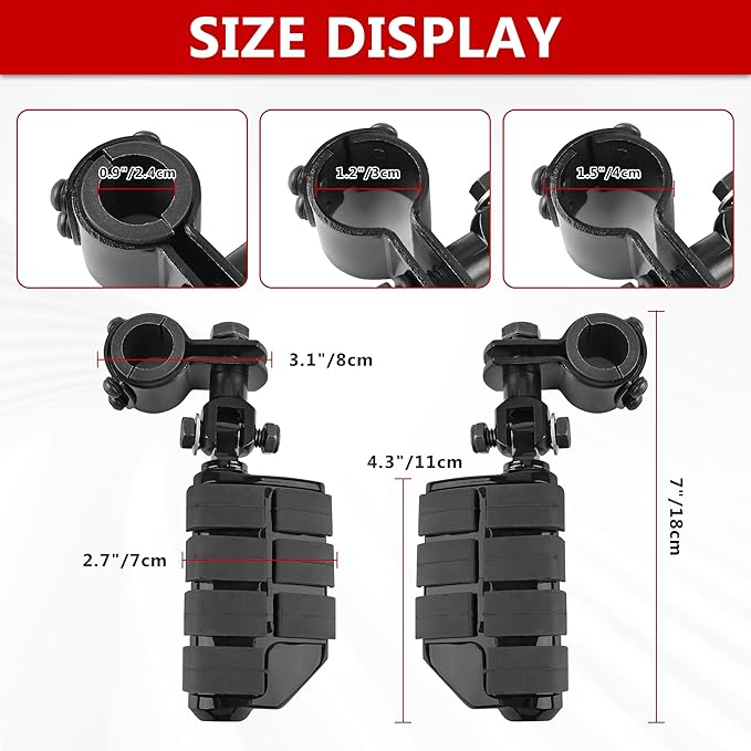 Motorcycle Clamp-on Highway Pegs Universal Adjustable Engine Guard Foot Rests w/Mount Clamp Kit For Most Motorcycle Models with 25mm 32mm 34mm Crash Bar Tube Accessories(Black Style)