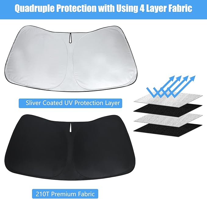 Windshield Sun Shade for Mazda CX-50 Accessories 2023 2024 2025 Window Sunshade Fit Mazda CX50 Sunshade Windshield Cover 4 Layers Front Window Shade Sun Visor Blocks UV Keep Car Cooler