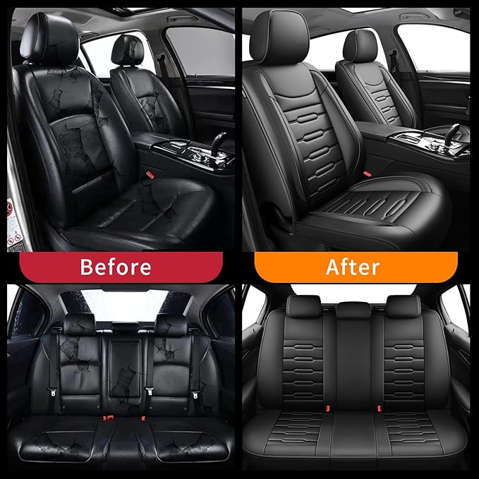 Fit Passport Car Seat Covers for Honda Passport 2019-2025 2026 - Upgraded Premium Waterproof & Breathable Leather, Airbag Compatible, All-Weather Seat Cushion Protector (Full Set, Black)