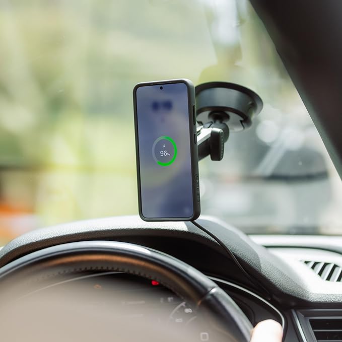Quad Lock Heavy Duty Suction Car Phone Mount with MAG Phone Case and MAG Wireless Charging Head for iPhone SE (3rd, 2nd Gen), 8