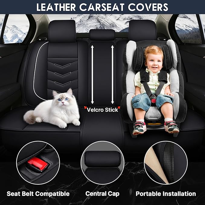 Car Seat Cover for Chevrolet Camaro 2000-2024, Durable Wear Resistant Waterproof Vehicle Cushion Covers,Breathable No Odor Premium Leather Vehicle Seat Covers. (Standard,Black White)