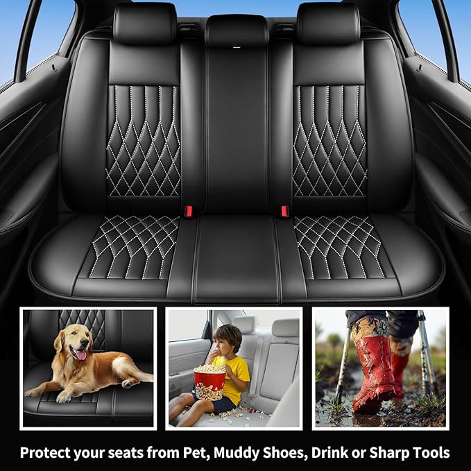 Fit TLX Car Seat Covers for Acura TLX 2014-2025 2026 - Premium Leather, Waterproof, All-Weather, Airbag Compatible, Anti-Slip, Breathable, Easy Install, Seat Protectors, Full Set, Whiteline