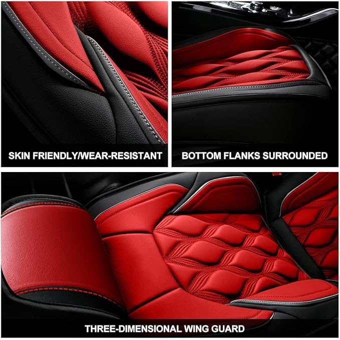 AOMSAZTO Car Seat Covers,2 Front Seats Custom Fit for Subaru Crosstrek 2016-2025 2026,Leather Car Seat Cover Seat Cushion Protector,Airbag Compatible Waterproof Black&Red