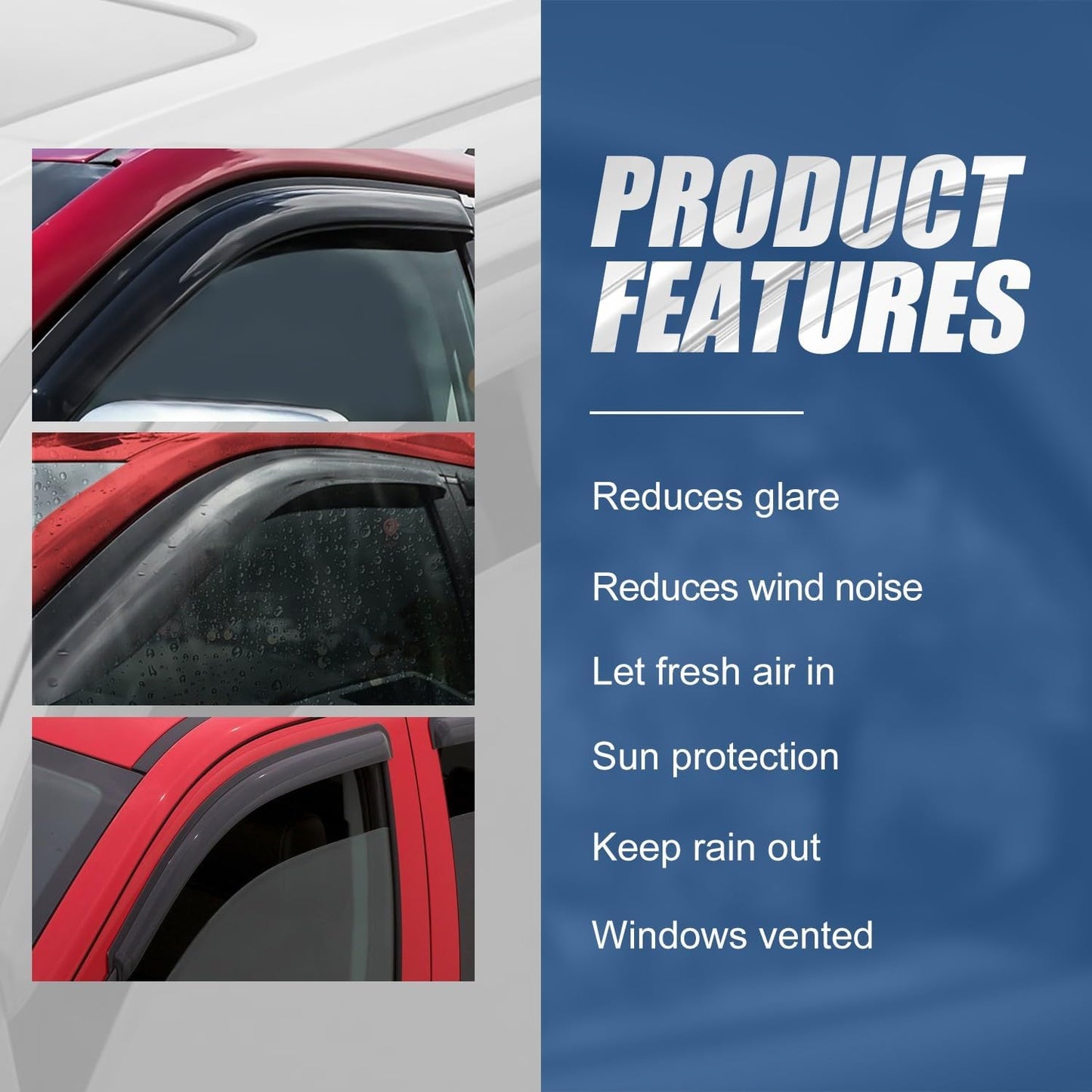 Auto Dynasty 2Pcs Carbon Fiber Pattern Window Visors Compatible with 2006-2011 Honda Civic Coupe, Tape-On Front Window Deflectors Rain Guards Sun Wind Air Side Vent Shade, Glossy Black
