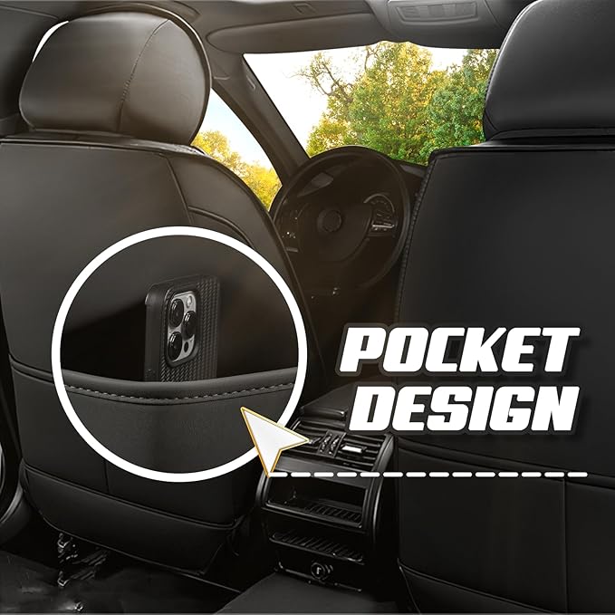 Car Seat Covers for KIA Sedona 2003-2021, Premium Nappa Leather Car Seat Cover, Stylish Sport Seat Covers， Automobile Seat Cover Sets.(Luxury 2 Seats/Black White)