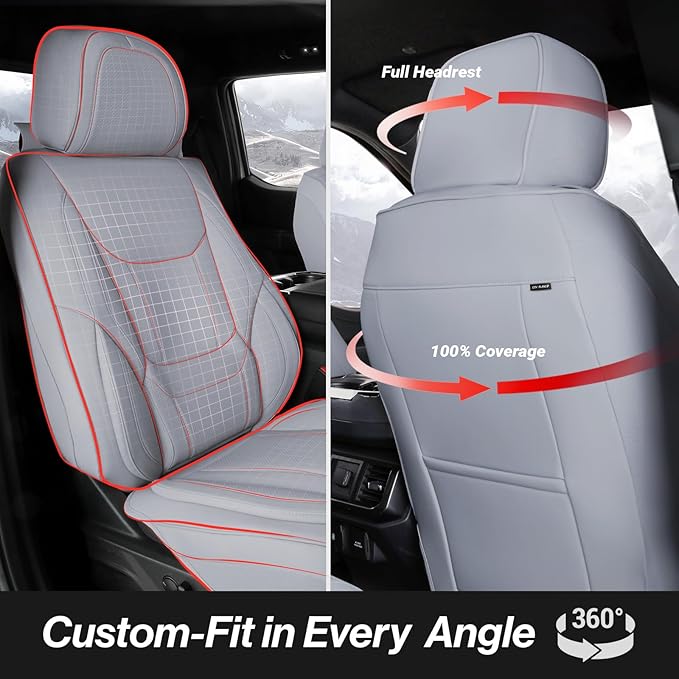 Coverland Custom Fit Car Seat Covers for Car Compatible with [Jetta, Focus, Sonic, Honda Fit, GLC, Echo, G5] Premium Waterproof Non-Slip Interior Seat Protector [Full Set Gray- Size Chart X76]