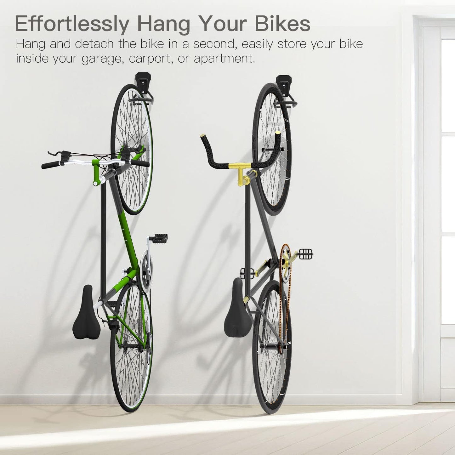 Bike Wall Mount with Fixed Hook, [6 Pack] Heavy Duty Bike Storage Rack, Bike Rack Vertical Stand for Garage - Easily Hang/Detach - with Screws Iron Bike Hanger Brackets
