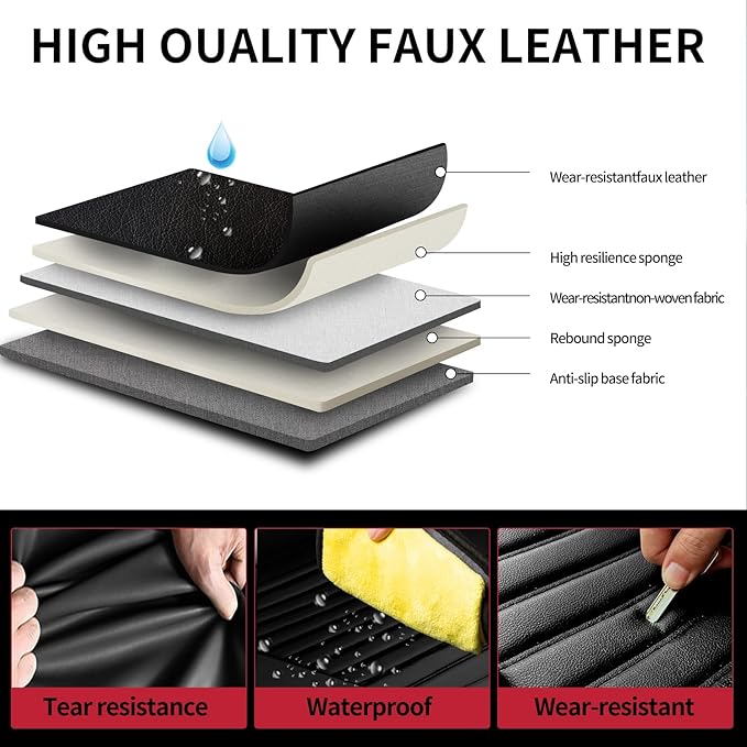 Fit Venue Car Seat Covers for Hyundai Venue 2020-2025 2026 - Upgraded Premium Waterproof & Breathable Leather, Airbag Compatible, All-Weather Seat Cushion Protector (2 Front/Black)