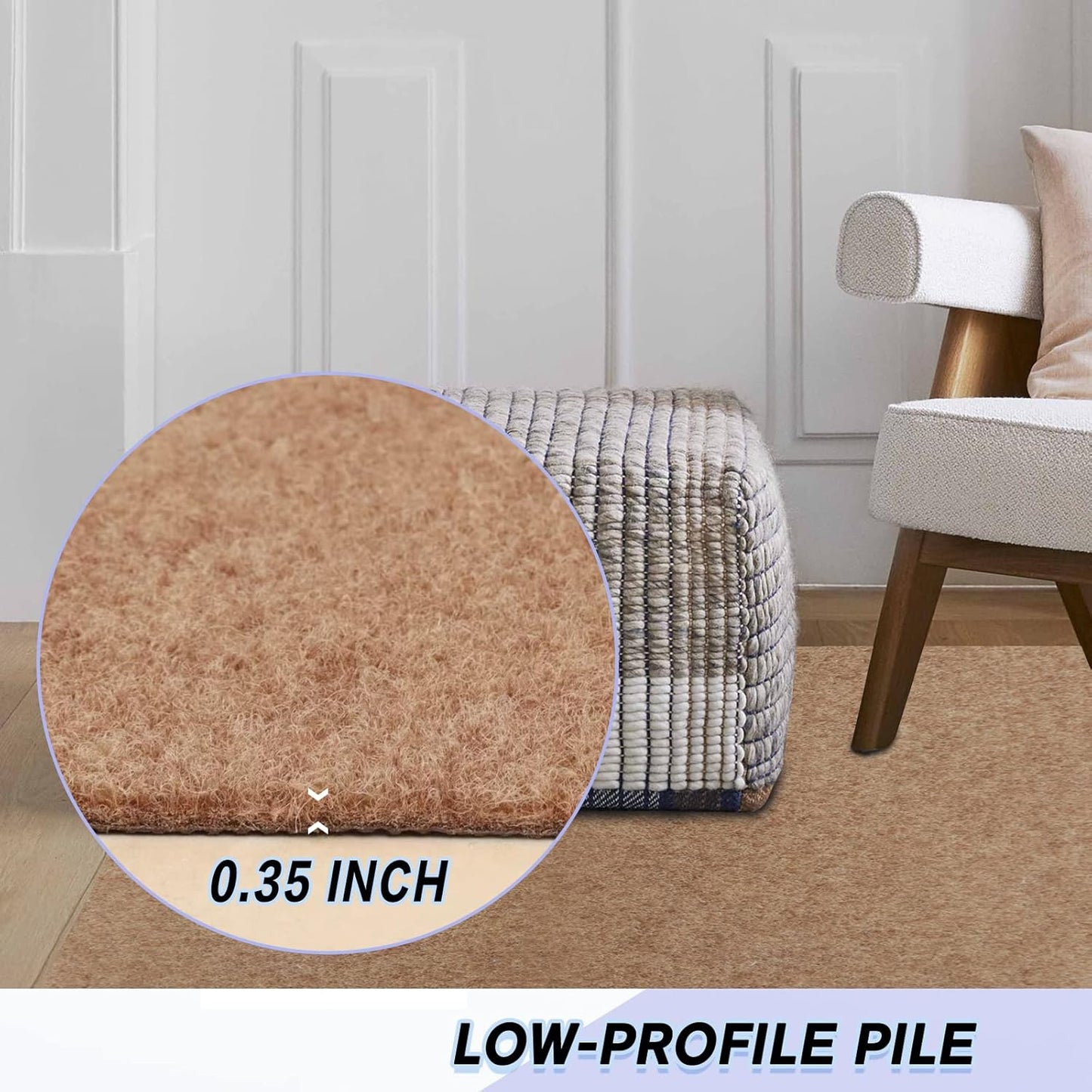 Custom Size Backed Non-Slip Area Rugs Runner, Easy Clean, Waterproof Runner Rugs for Hallway Entryway, Kitchen, Laundry, 3FT x 37FT, Beige