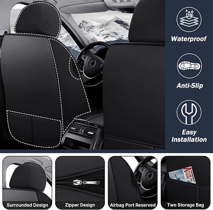 Car Seat Cover 7 Seats for Hyundai Palisade 2020-2025, Durable Wear Resistant Waterproof Sport Seat Covers, Breathable No Odor Premium Leather Vehicle Seat Covers.(Standard,Black Red)