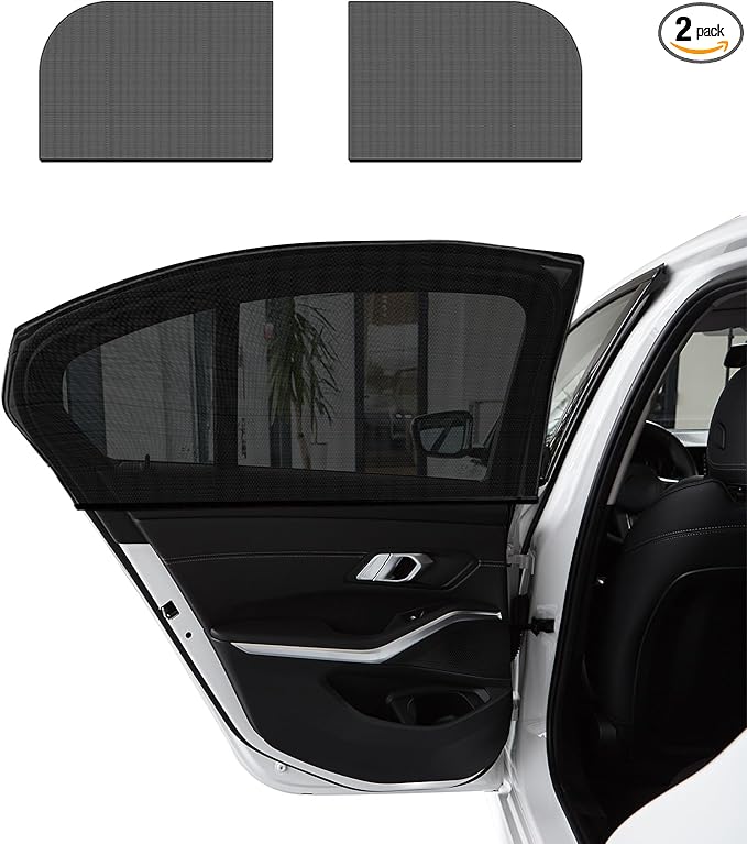 2 PCS Window Shades, Auto Front Rear Side Sun Shades for Block Heat & UV Protection, Breathable Mesh Baby Screen Covers, Universal Car Accessories (Back)