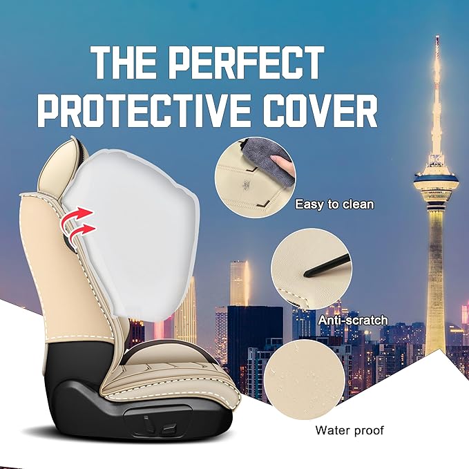 CTDS Car Seat Covers for Chevy Malibu 2000-2026, Stylish Sport Seat Cover, Premium Nappa Leather Car Seat Cover. Automobile Seat Covers Sets.(Standard 2 Seats/Beige)