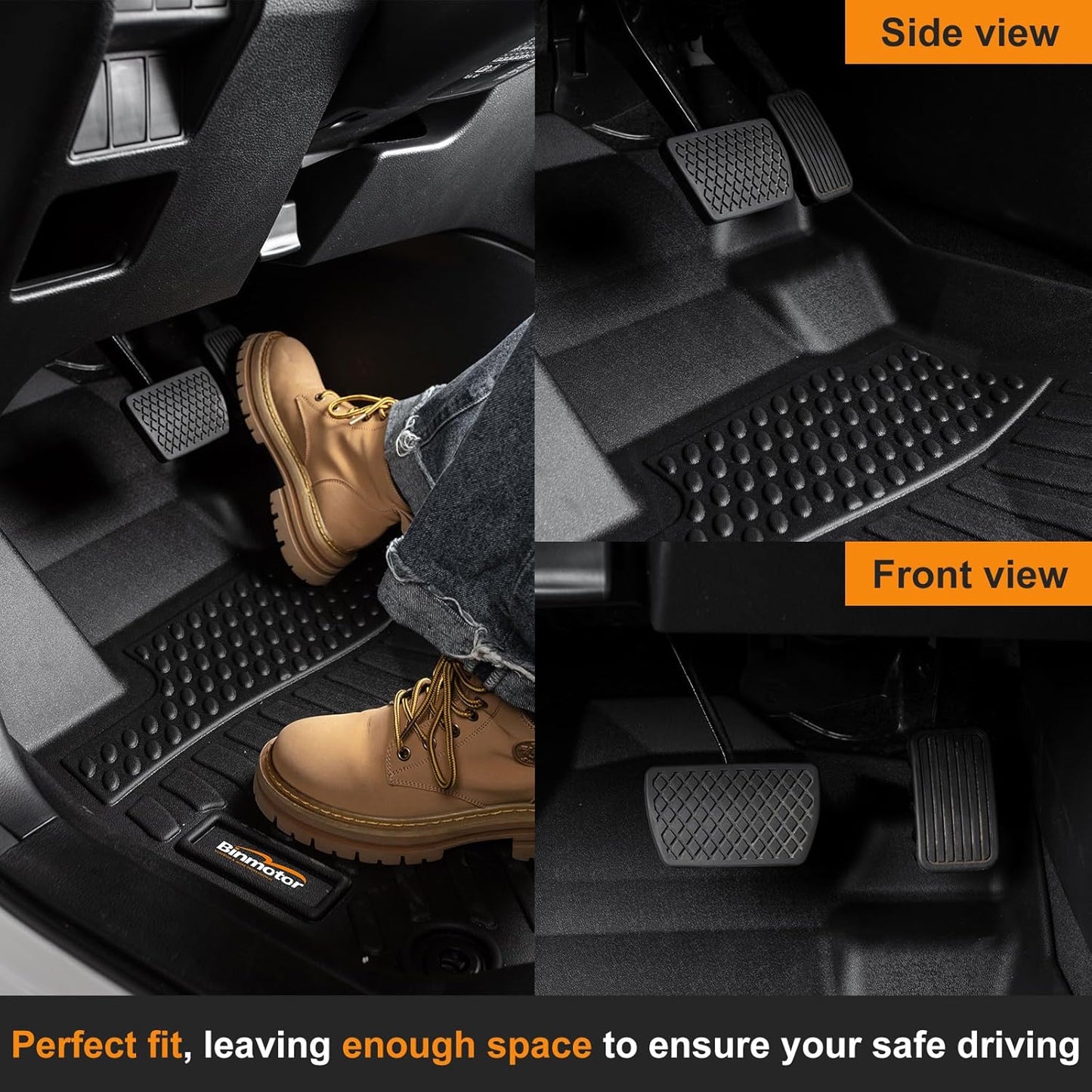 Binmotor-Floor Mats for 2020-2023 Mazda CX-9 6 Passenger(The 2nd Row Bucket Seats Without Center Console), All Weather Car Floor Liners Waterproof Heavy Duty Rubber for CX-9 Accessories