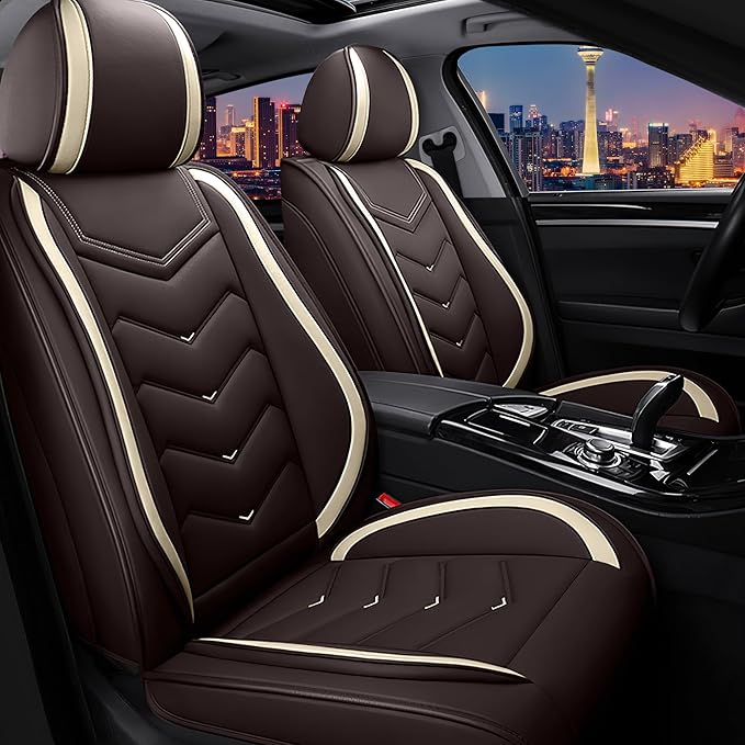 CTDS Car Seat Covers for Jeep Grand Cherokee L 2021-2026, Stylish Sport Seat Cover, Premium Nappa Leather Car Seat Cover. Automobile Seat Covers Sets.(Standard 2 Seats/Coffee Color)