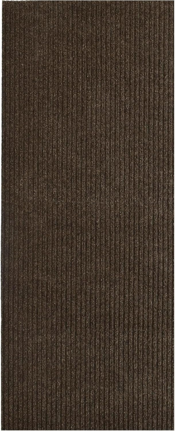 iCustomRug Spartan Weather Warrior Indoor/Outdoor Utility Ribbed Carpet Runner with Non-Slip Thermoplastic Rubber Backing, 6ft X 72ft in Brown