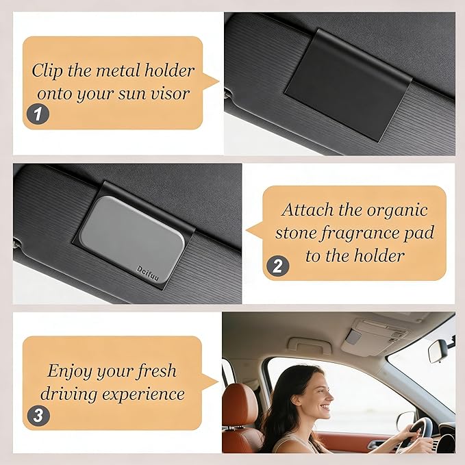 Car Air Freshener - Stone Air Freshener - Car Odor Eliminator - Long Lasting Scent - Car Scent - VISOR CLIP INCLUDED (Teak)
