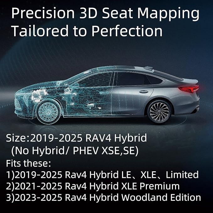 EKR Rav4 Seat Covers Custom Fit for Toyota Rav4 (Only Hybrid) 2019-2025 LE,XLE,XLE Premium,Limited,Woodland Edition, Leather Car Seat Cover Full Set for SUV,Faux Leather(Black with Red Piping)