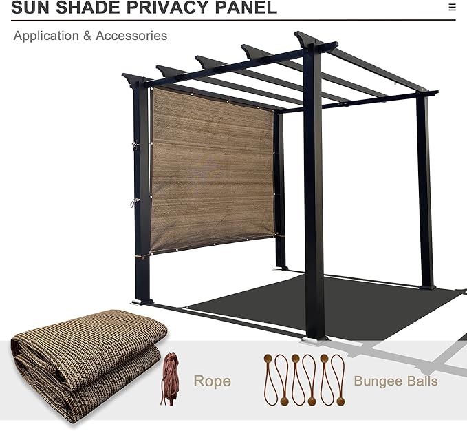 Alion Home Sun Shade Privacy Panel with Grommets and Hems on 4 Sides for Patio, Awning, Window, Pergola or Gazebo - Mocha Brown (12' x 16')