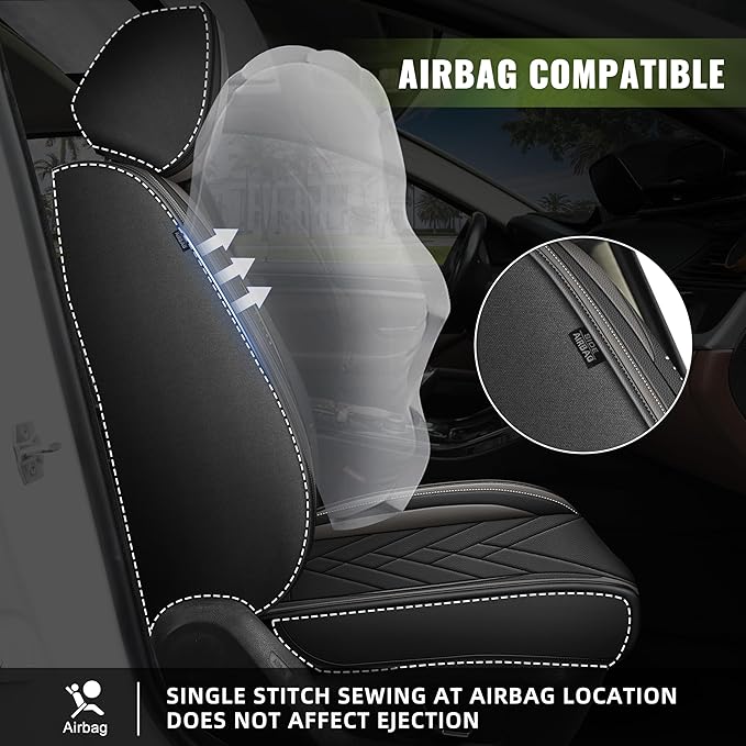 AOMSAZTO Car Seat Cover for Chevrolet Chevy Cruze 2011-2019 Front Set, Leather Car Seat Protector Waterproof, Non Slip Car Seat Cushion, Interior Seat Covers Automotive Accessories - Black&Grey
