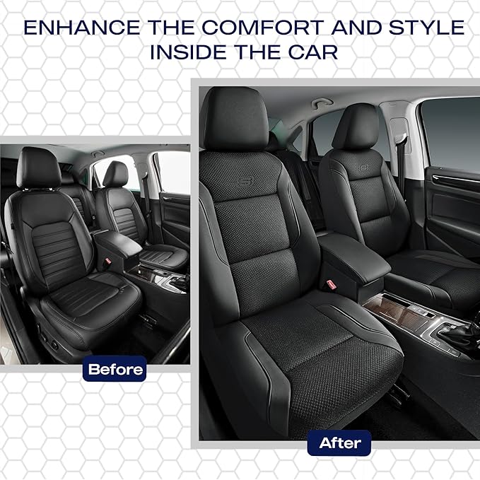 Skechers Men's Memory Foam Seat Covers, Air Cool Mesh Thick Car Seat Covers, Car Seat Covers Front Seats Airbag Compatible, Universal Automotive Comfort for Most Cars, Vans, Trucks, SUV,Black