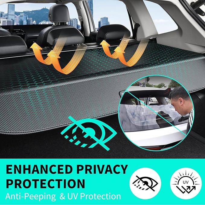 Tecoom Cargo Cover fit for Honda CRV 2026 2025 2024 2023 Accessories, Retractable Rear Trunk Cover Luggage Security Shade, Anti-Peeping Privacy Screen Protector, Carbon Fiber Texture