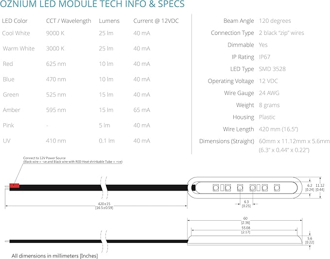 Oznium LED Modules (Straight Chrome, Blue LED)