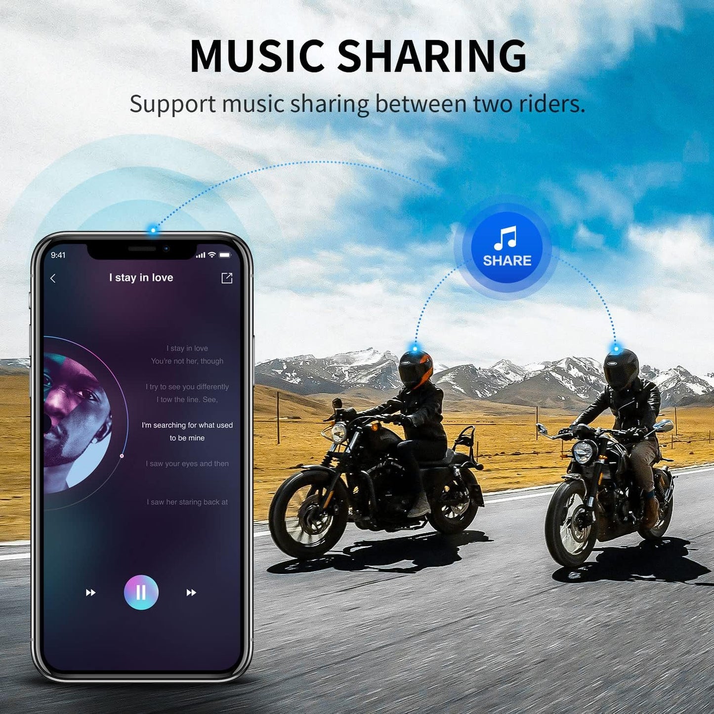 Fodsports Motorcycle Bluetooth Intercom with Music Sharing, M1S Pro 2000m 8 Riders Group Helmet Communication System Headset Universal Interphone (Waterproof/Handsfree/Stereo Music/GPS/2 Pack)
