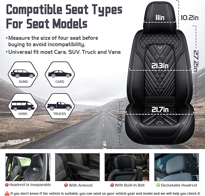 Truck Seat Covers for Chevy Silverado 2500 2007-2026, Waterproof Premium Leather Full Coverage Car Seat Cover, Muscle Sport Style Auto Interior Seat Cover Sets (Full Set/Black)