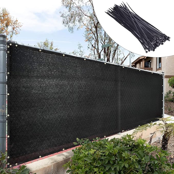 Royal Shade Custom Size 6' x 101' Black Fence Privacy Screen Windscreen Cover Netting Mesh Fabric Cloth - Cable Zip Ties Included (We Make Custom Size)