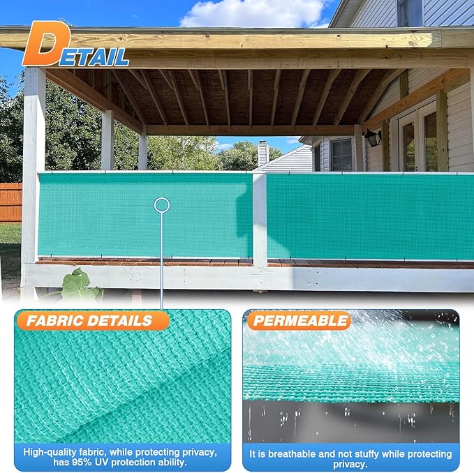 TANG Sun Shade Fabric Roll 8'x138' Shade Cloth for Garden Turquoise Green HDPE Mesh Shading Pergola Cover Replacement Canopy, 95% Blockage Sunshades for Outdoor Patio Backyard Plant