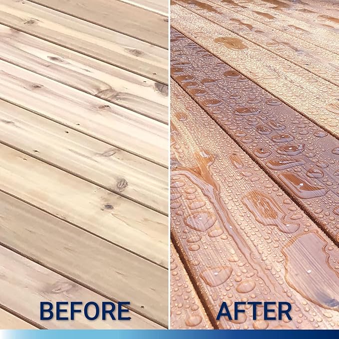 Seal-Once Nano+Poly Penetrating Wood Sealer with Polyurethane - Premium Waterproof Sealant -2 Gallon & Coastal Gray