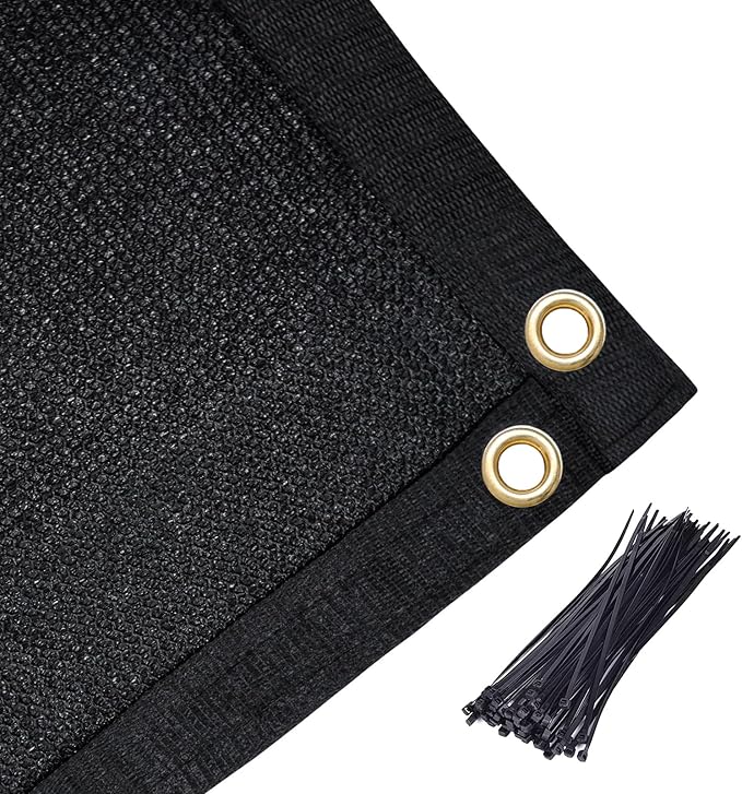 Amagenix 90% Shade Fabric 16'X 18' Black Sun Shade Cloth with Grommets for Pergola Replacement Shade Cover Canopy, Heavy Duty, Cable Zip Ties Included (We Customized)