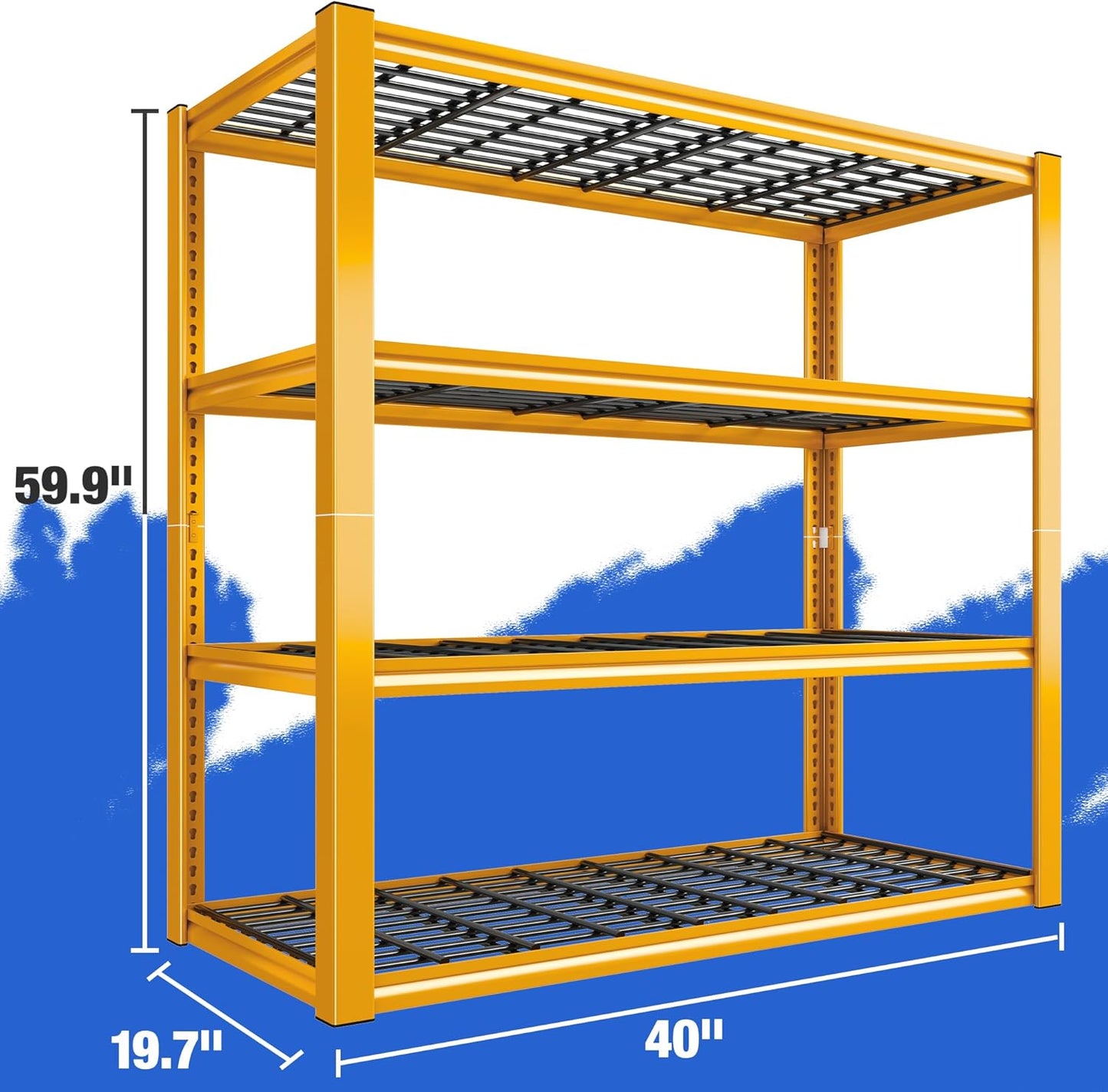 REIBII 40" W Garage Shelving Heavy Duty Metal Shelving 2200LBS Storage Shelves 4 Tier Garage Shelves Adjustable Metal Shelf for Warehouse Basement Pantry Kitchen, 3 Pack
