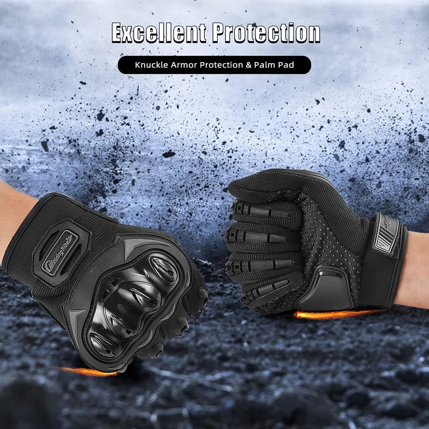 Motorcycle Gloves for Men and Women Full Finger Touchscreen Mountain Dirt Bike Gloves for Powersports BMX ATV MTB Driving Motocross Cycling Gloves(XL, Black)