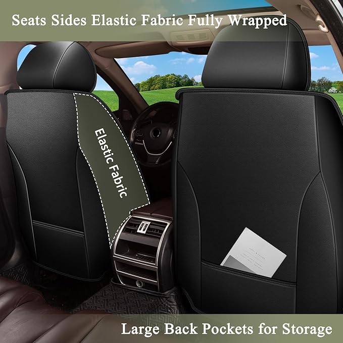 Full Set Car Seat Covers for Nissan Juke S/SV/SL 2011-2017: Breathable Perforated Leather Seat Cover (Black&Grey)