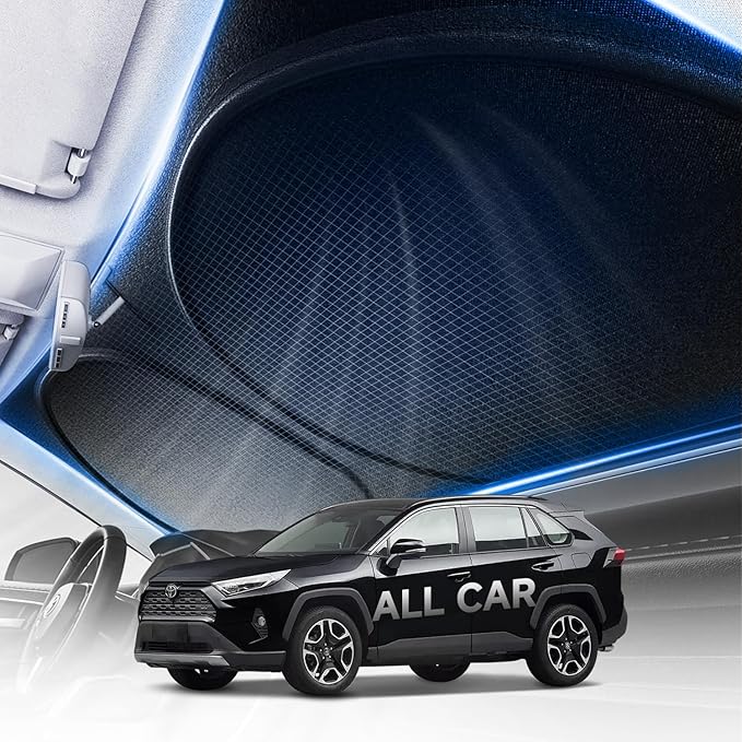 [Upgrade] DooGooCoo Windshield Sun Shade - Small, Sunshade for Car Windshield [Heat Shield & UV Block] Car Sun Shade Protect Interior & Keep Car Cooler Foldable Front Windshield Shade (57x29 Inches)