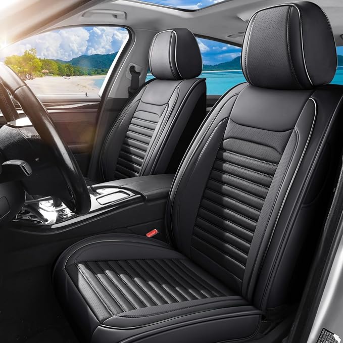 Front Seat Covers Fit for Toyota Corolla 2000-2025,2026, Car Seat Covers Front Seats, Breathable Faux Leather Automotive Seat Covers Front Pair Anti-Slip Seat Cover(Black, Front)