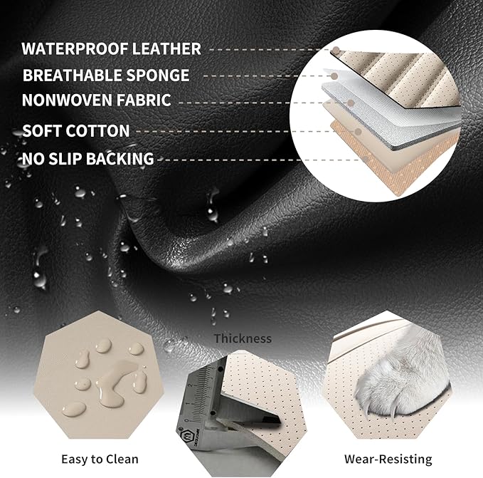 Car Seat Covers Full Set Fit for Toyota Prius 2001-2026, Premium Faux Leather Car Seat Protector,Breathable Anti-Slip Full Wrapping Edge Seat Covers(Beige,Full Set)