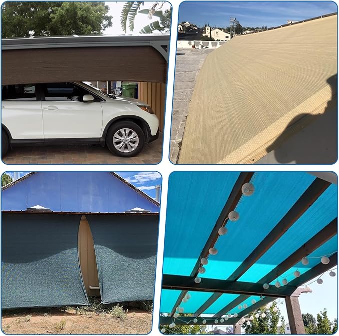 TANG Sun Shade Fabric Roll 8'x27' Shade Cloth for Garden Beige HDPE Mesh Shading Pergola Cover Replacement Canopy, 95% Blockage Sunshades for Outdoor Patio Backyard Plant